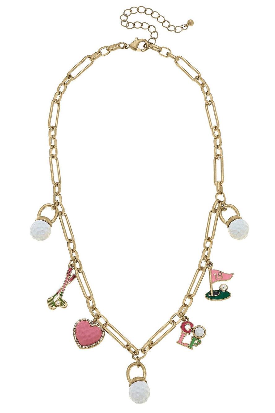 Driving Range Golf Charm Necklace – Gold Plated